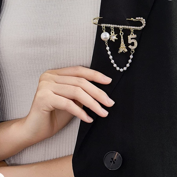 Gold and crystal brooch - Picture 3 of 7